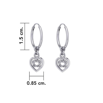 Celtic Knotwork Heart Silver Hoop Earrings TER2060 - Jewelry